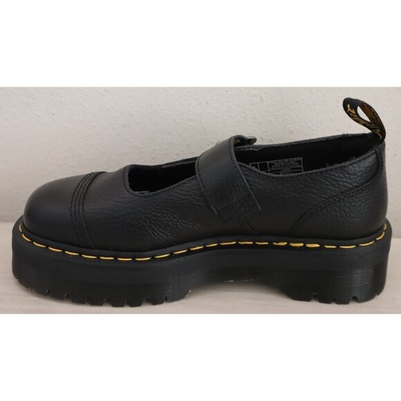 Dr Martens Women's Sz 10 Black Addina Flower Buckle Leather Platform Shoes - Picture 10 of 16